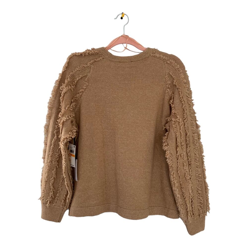 NWT 1.State Boho Wild Thing Crew Neck Fringe Sleeves Sweater In Brown Small - Picture 5 of 12